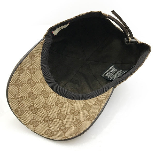 Gucci GG Canvas Baseball Cap, Sherry Line, Brown, Size L, 200035, Unisex, Men's and Women's