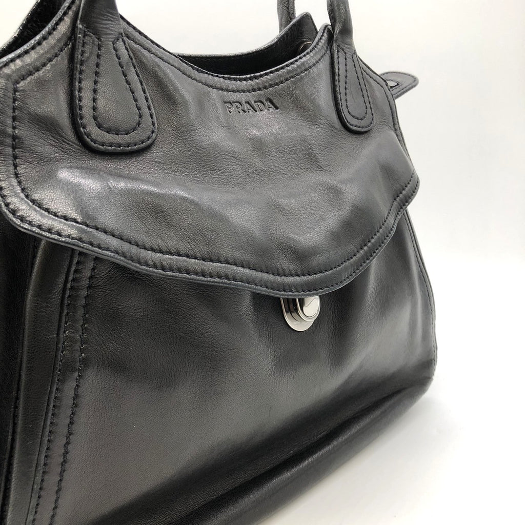 Prada handbag shoulder bag black leather brand item