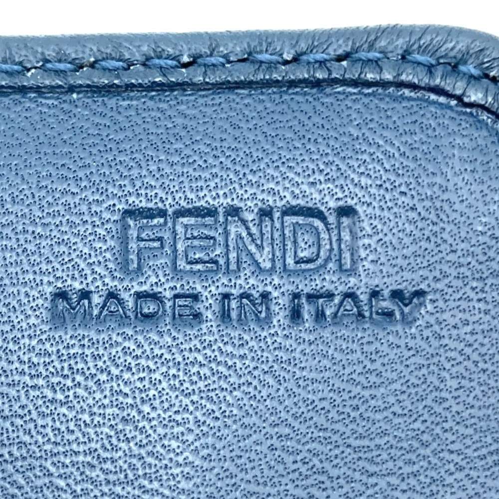 Fendi long wallet in pecan print canvas and leather, brown and blue, 8M0298
