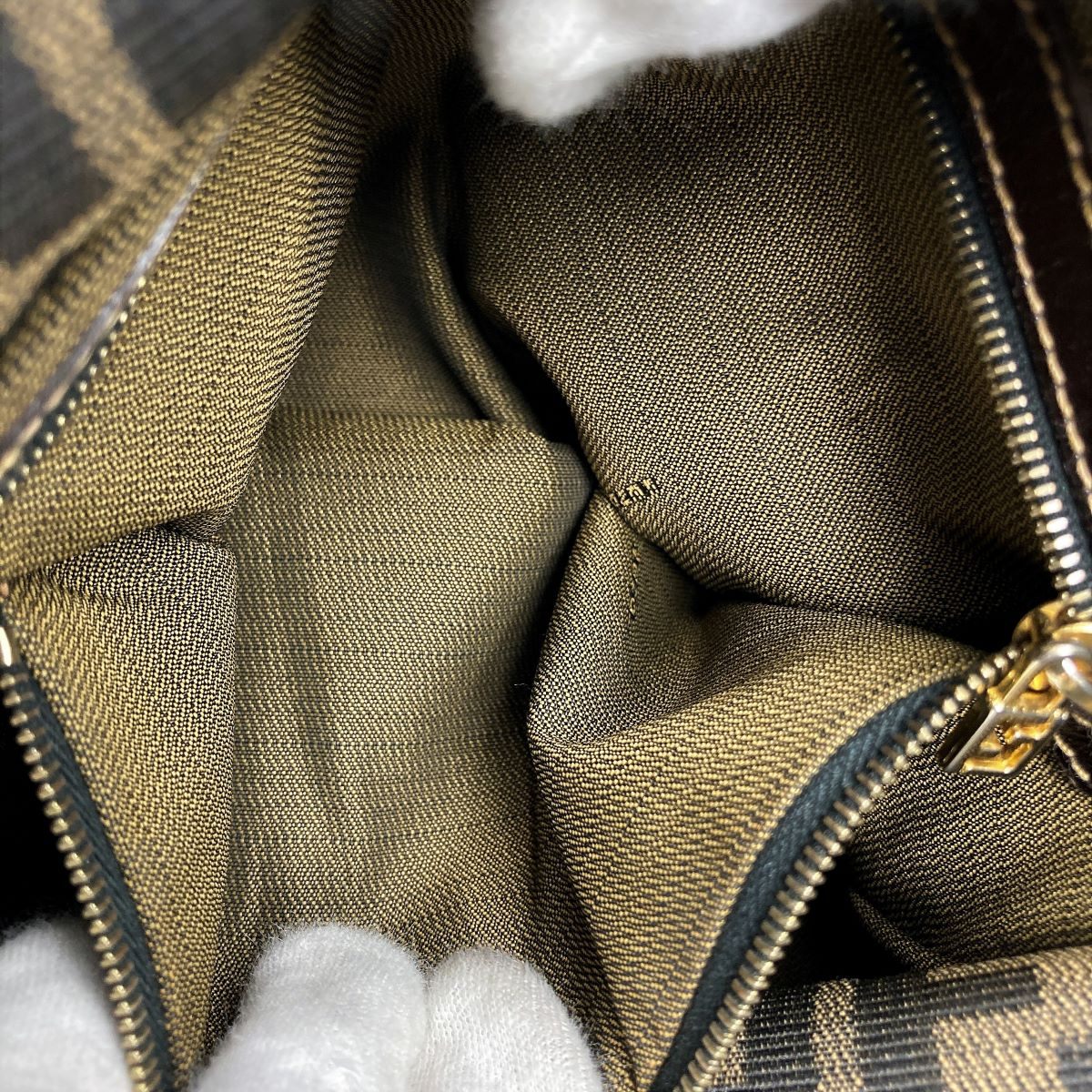 Fendi Mamma Bucket handbag in brown nylon Zucca with gold hardware