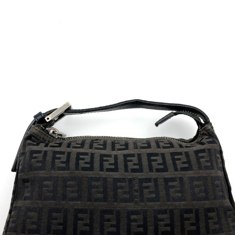 Fendi Zucchino Mini Bag Handbag Canvas Leather Brown Black