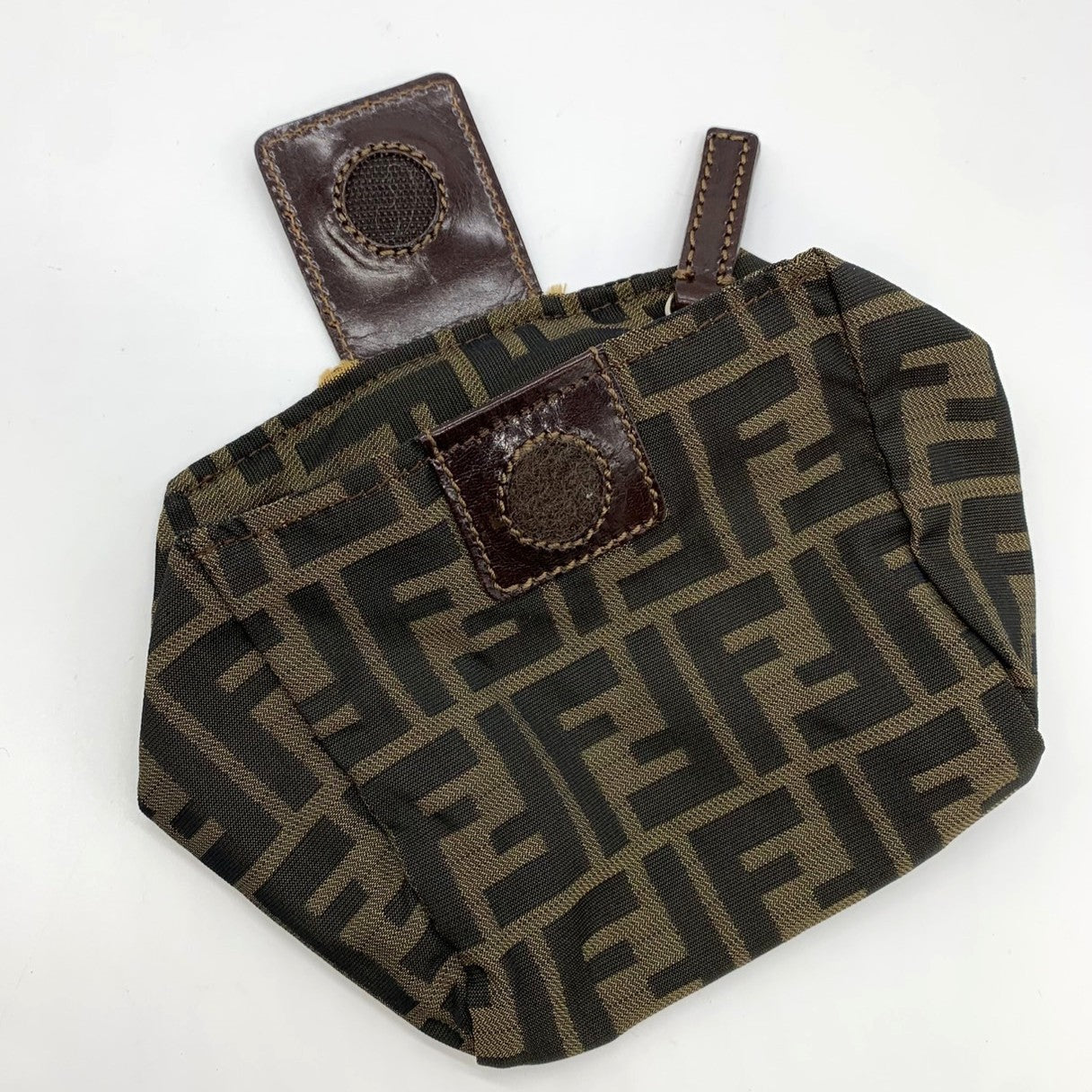 Fendi 2241-26539-098 Pouch Khaki/Brown Nylon/Leather