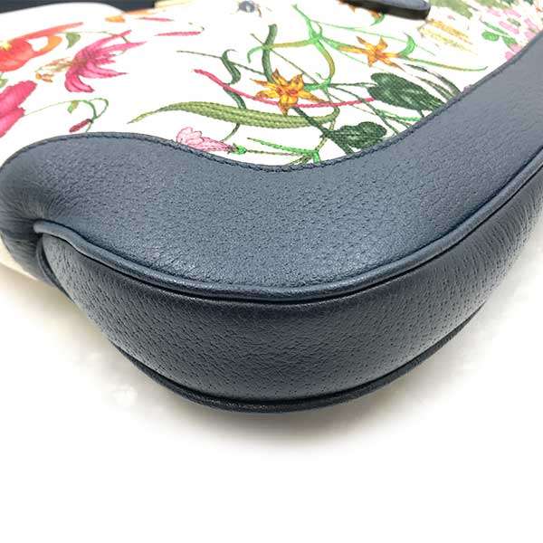 Gucci New Jackie Flora 550152 Shoulder Bag, One-Handle Canvas, Navy, Floral Print