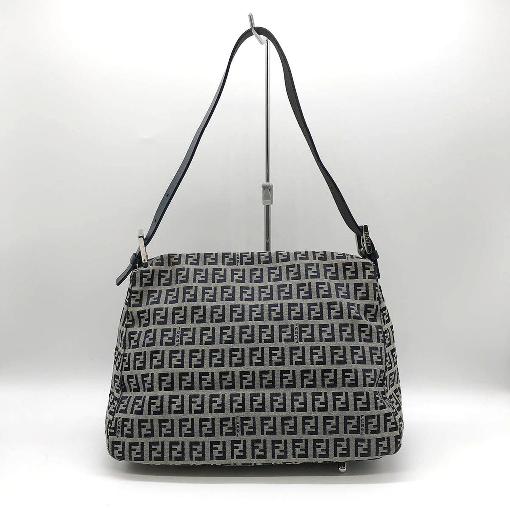 Fendi Zucchino Mamma Bucket Canvas Shoulder Bag in Navy