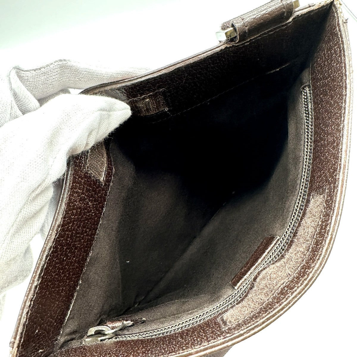 Gucci 27639 GG Line Crossbody Shoulder Bag, Canvas and Leather, Brown, Slim