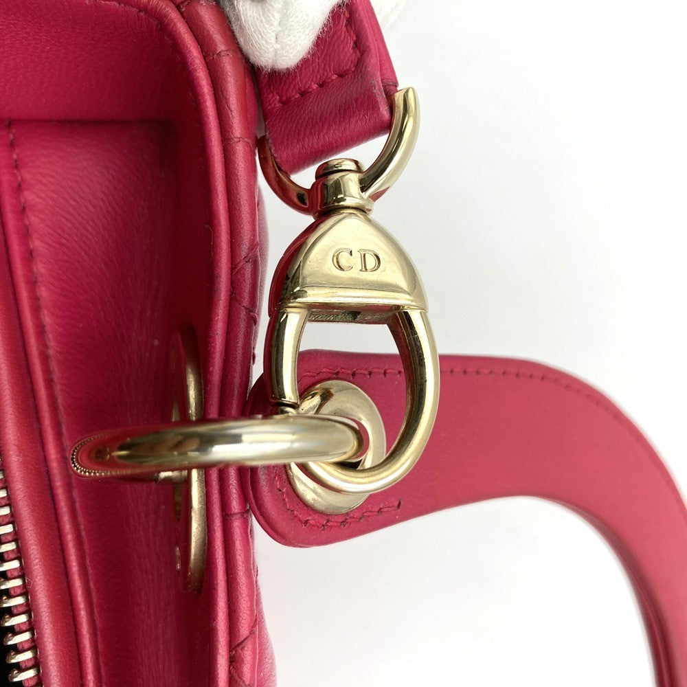 Dior Lady Dior Medium 2-Way Shoulder Bag/Handbag in Pink Leather with Gold Hardware