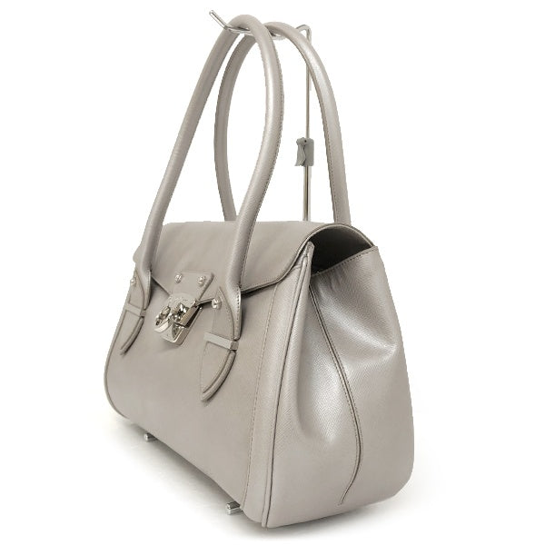 Salvatore Ferragamo shoulder bag in metallic silver and gray leather, DH-21 A234, for women.