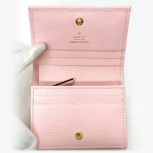 Unused/Boxed Gucci 577347 GG Marmont Flora Bifold Wallet with Coin Purse, Pink Canvas and Leather