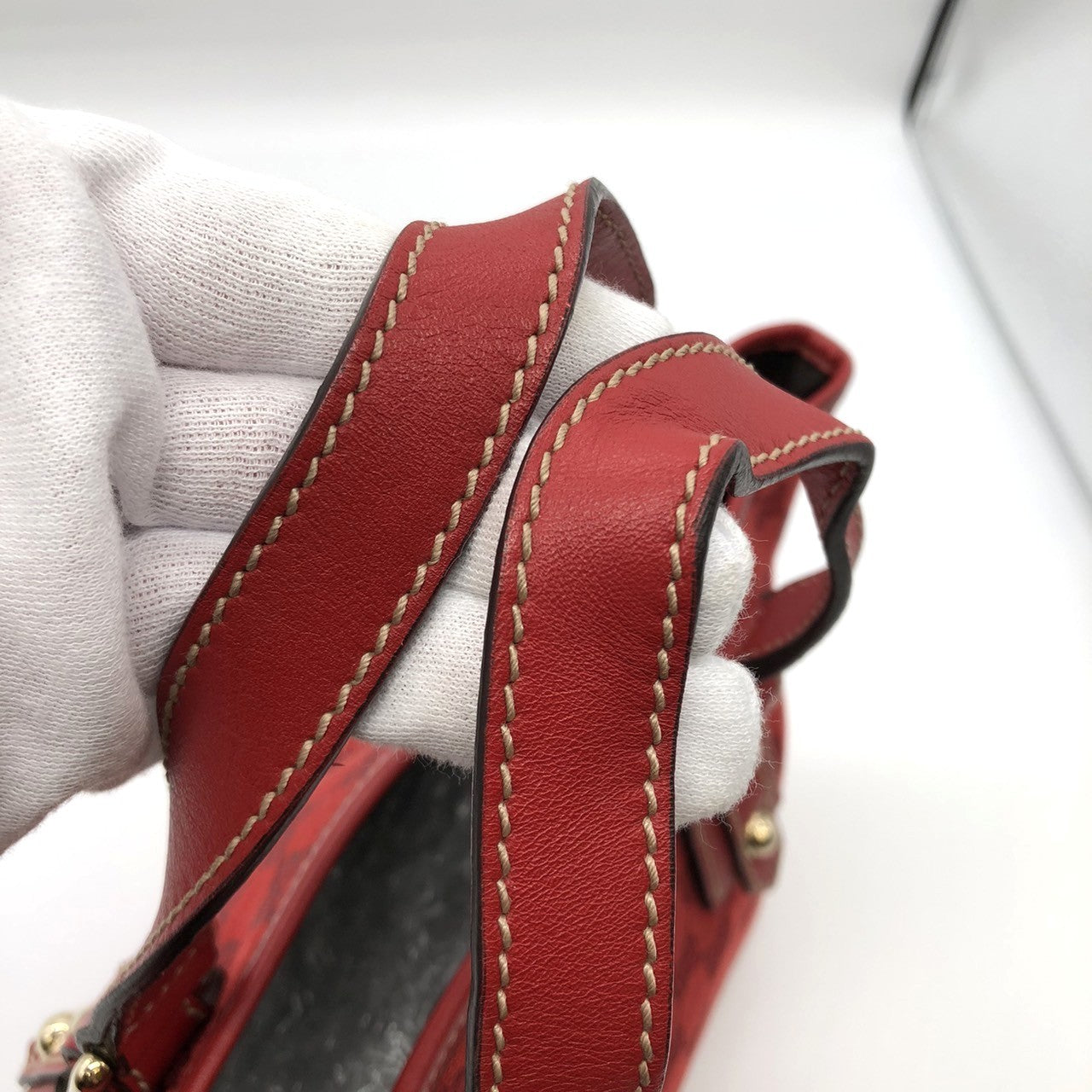 Gucci 257249 Handbag Mini Bag Small Red GG Canvas/Leather