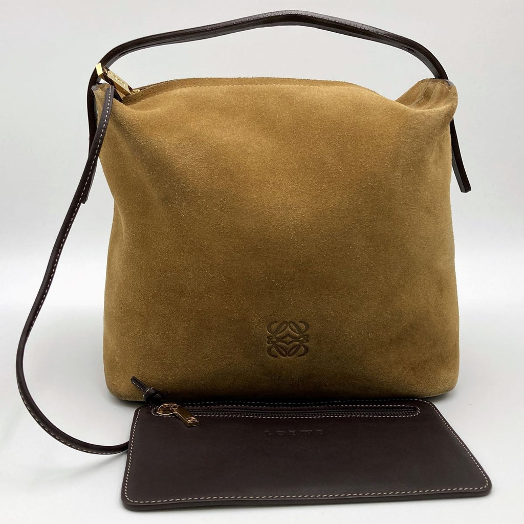 Loewe handbag in beige suede with pouch