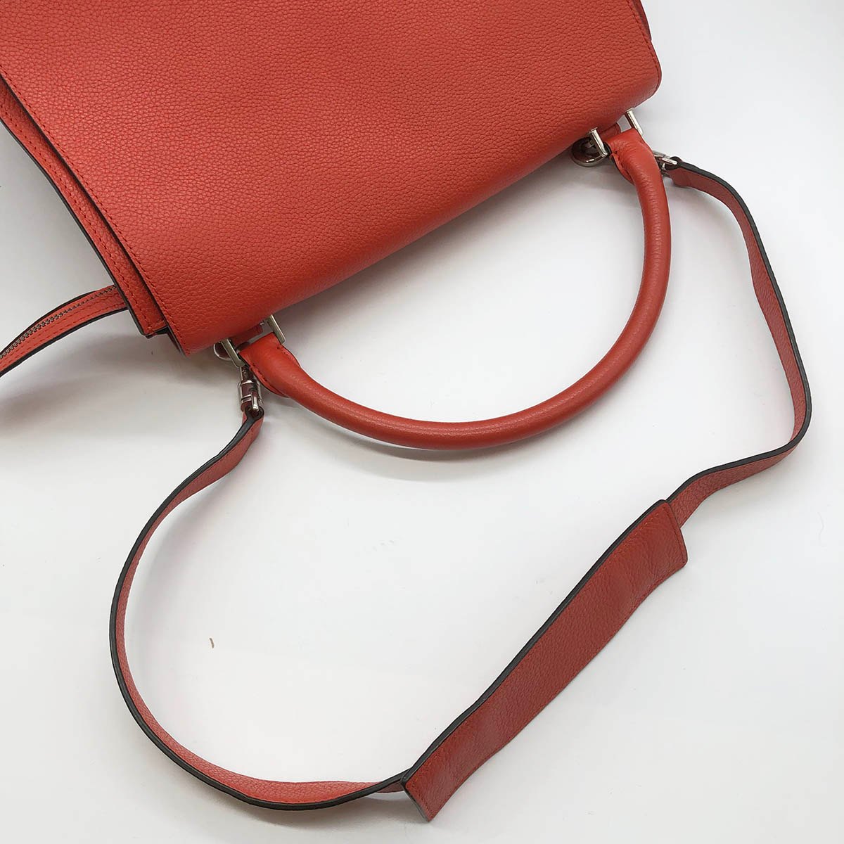 Celine Trapeze Medium 2-Way Handbag/Shoulder Bag Leather Red/Orange