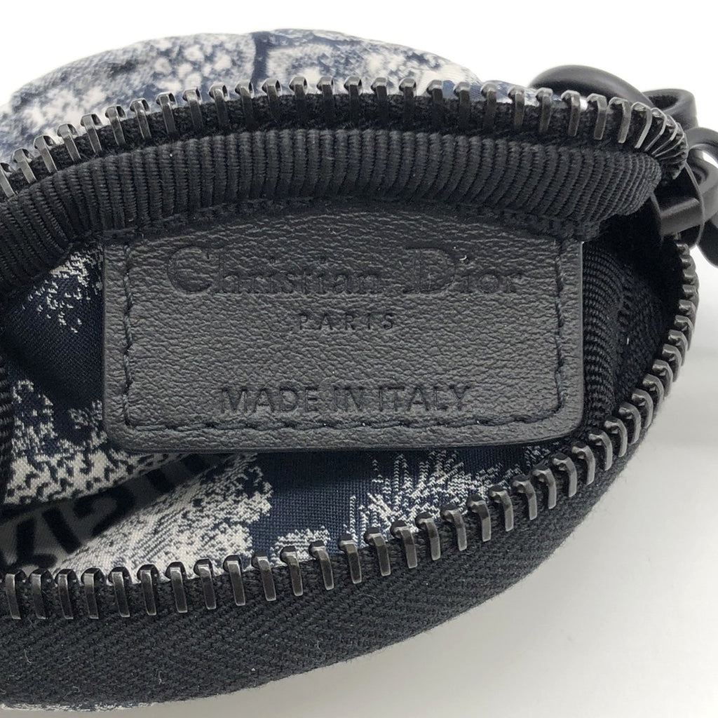 Christian Dior coin case in white/blue with tiger print on fabric