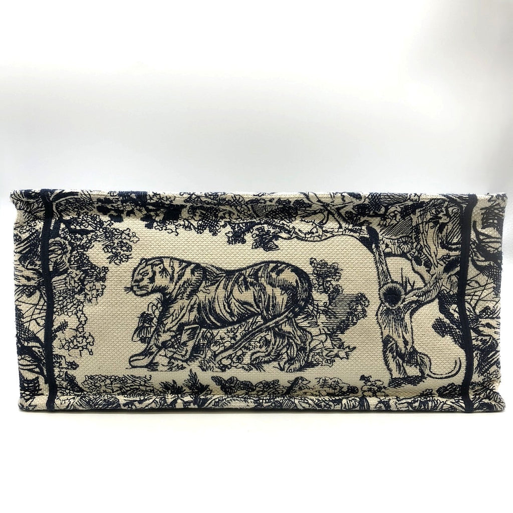 Christian Dior Book Tote Medium Toile de Jouy Sauvage Tote Bag in Navy Blue Tiger Canvas