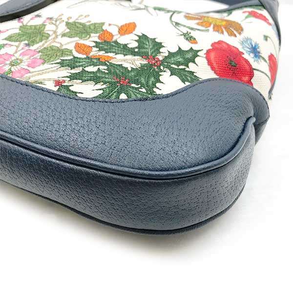 Gucci New Jackie Flora 550152 Shoulder Bag, One-Handle Canvas, Navy, Floral Print