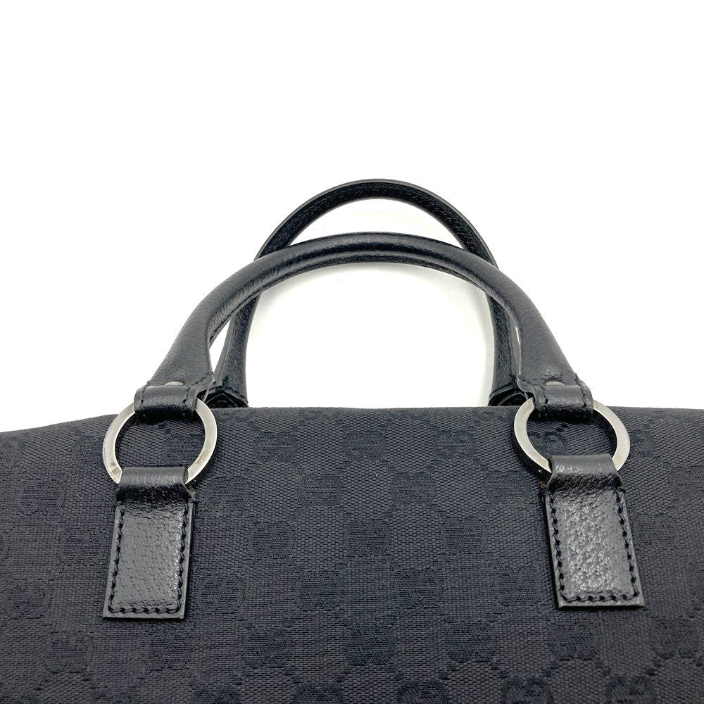 Gucci 113009 Handbag Black GG Canvas/Leather Luxury Brand
