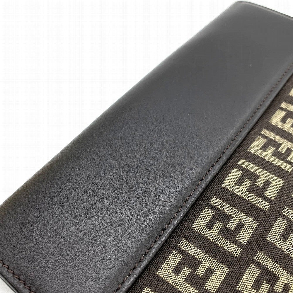 Fendi Zucchino 8M0032 Long Wallet in FF Pattern Canvas, Dark Brown