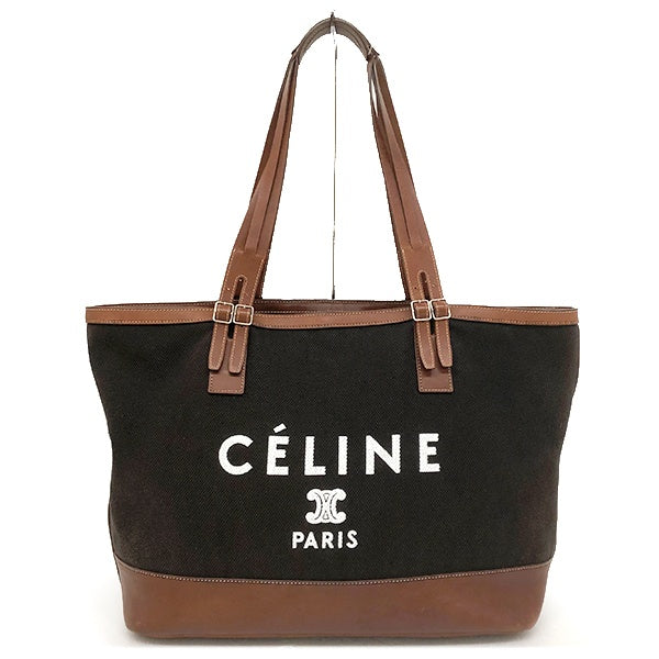 Celine S-SN-1120/S-PA-1011 Tote Bag Shoulder Bag Canvas/Leather Black/Brown