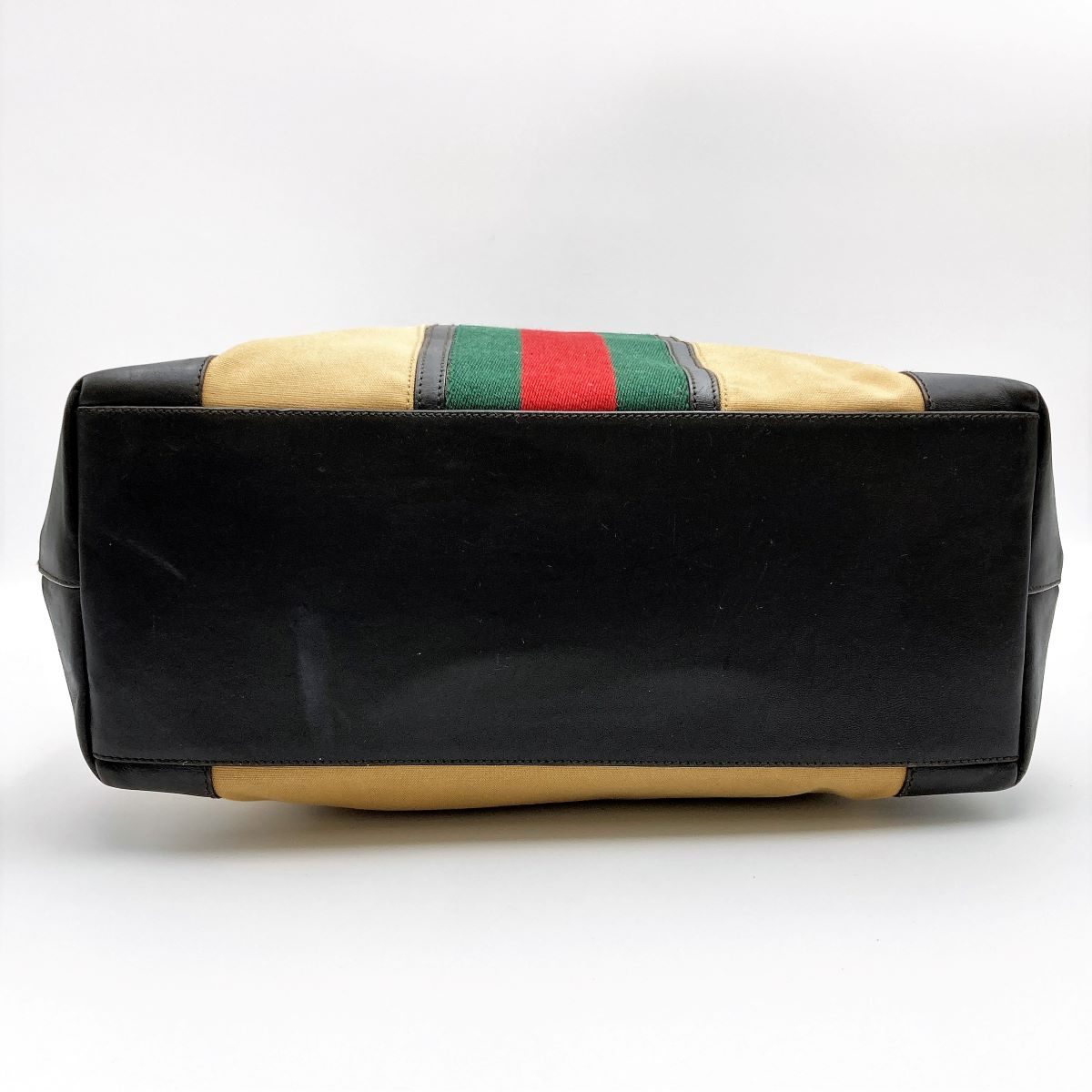 Gucci 002 1121 Tote Bag Canvas Leather Sherry Line Brown