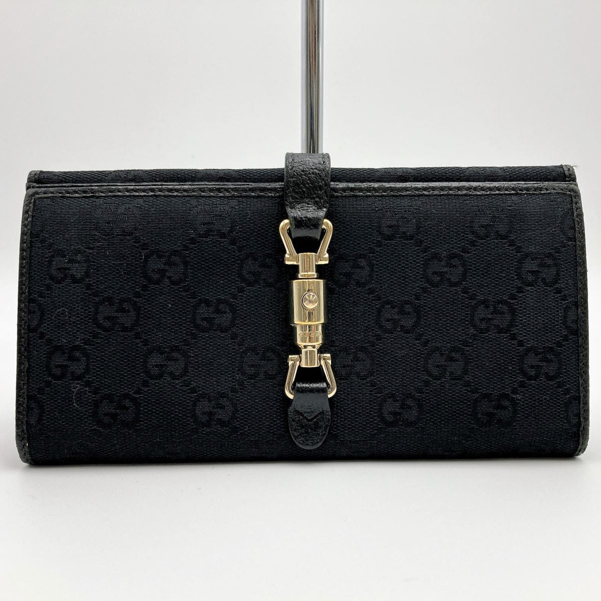 Gucci 141430 New Jackie GG Canvas Long Wallet in Black