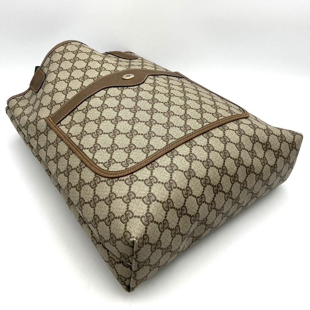 Old Gucci 39 02 003 Large Tote/Shoulder Bag, Sherry Line, GG, PVC/Leather, Brown