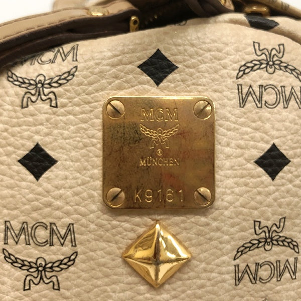MCM Backpack/Daypack Bag in Visetos Studded Leather Beige for Women, Perfect for School