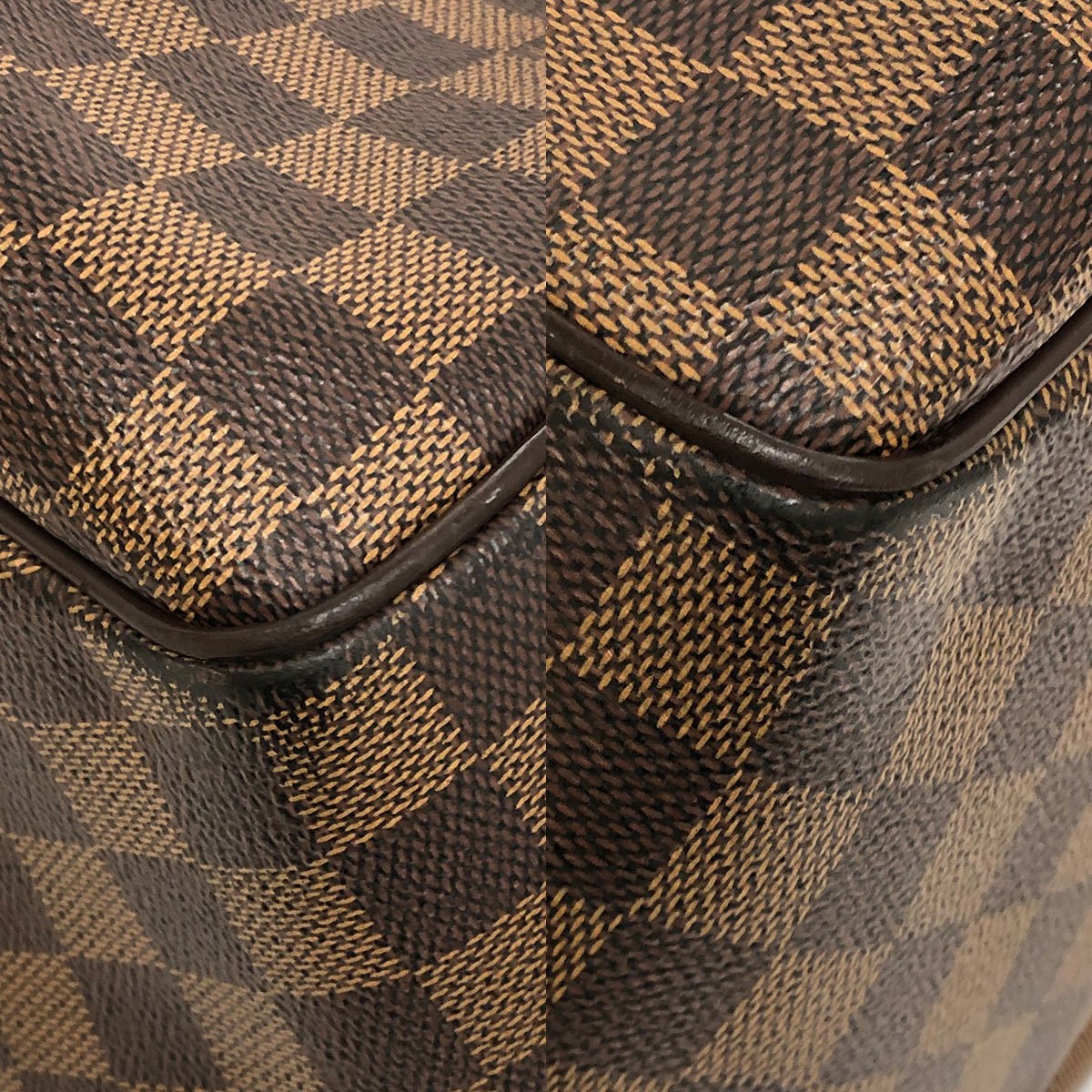 Louis Vuitton N51174 Belem MM Shoulder Bag in Damier Canvas/Leather Brown