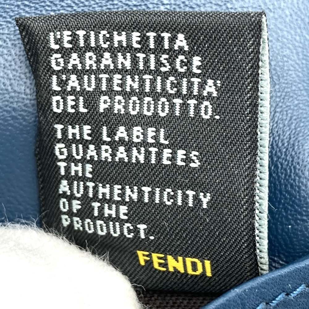 Fendi long wallet in pecan print canvas and leather, brown and blue, 8M0298