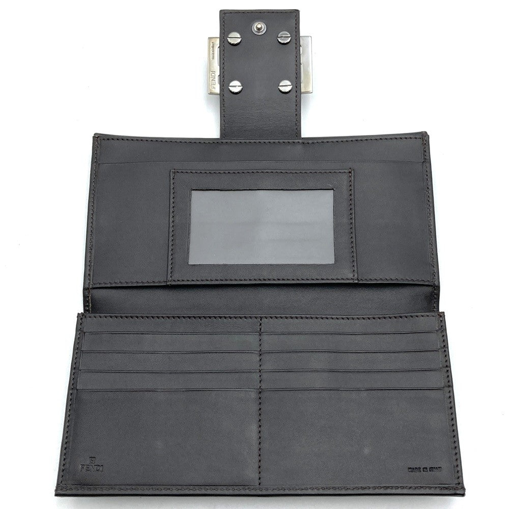 Fendi Zucchino 8M0032 Long Wallet in FF Pattern Canvas, Dark Brown