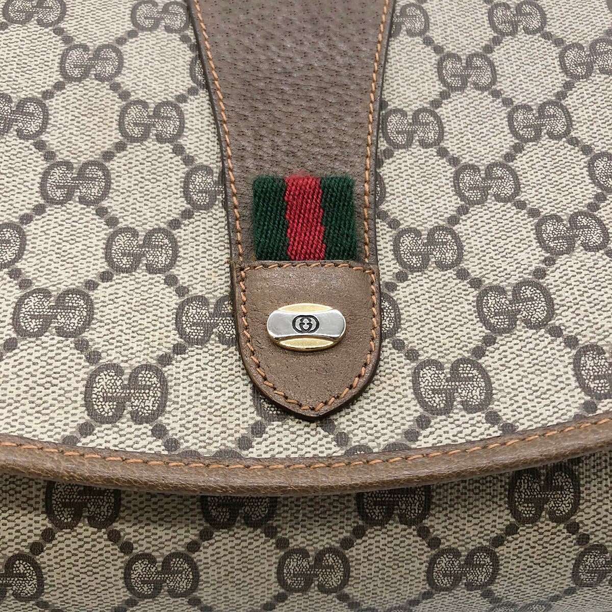 Gucci 89 01 030 clutch bag, old Gucci Sherry line, GG Supreme, brown