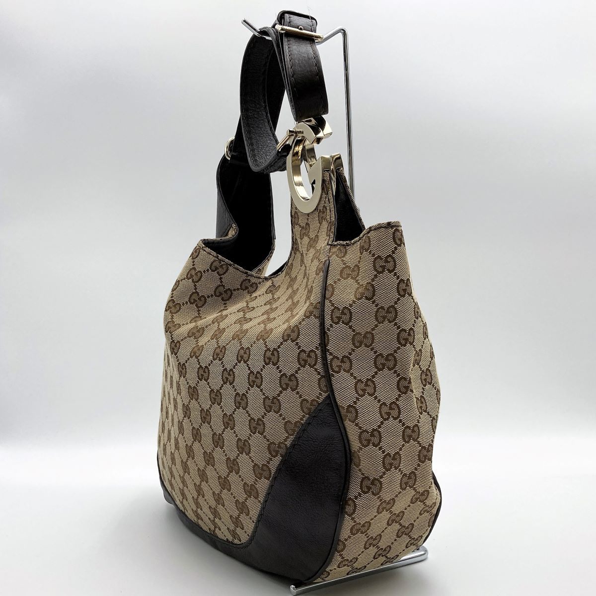 Gucci 203503 Charlotte Shoulder Bag in GG Canvas and Leather, Brown