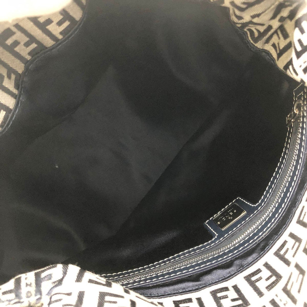 Fendi Zucchino Mamma Bucket Canvas Shoulder Bag in Navy