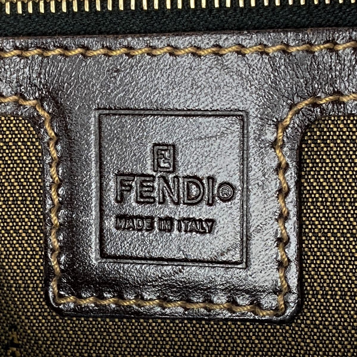 Fendi Mamma Bucket handbag in brown nylon Zucca with gold hardware