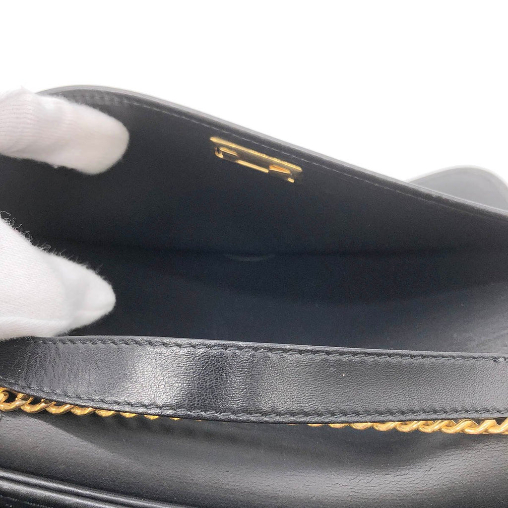 Dior Chain Shoulder Bag PVC Honeycomb Black Gold