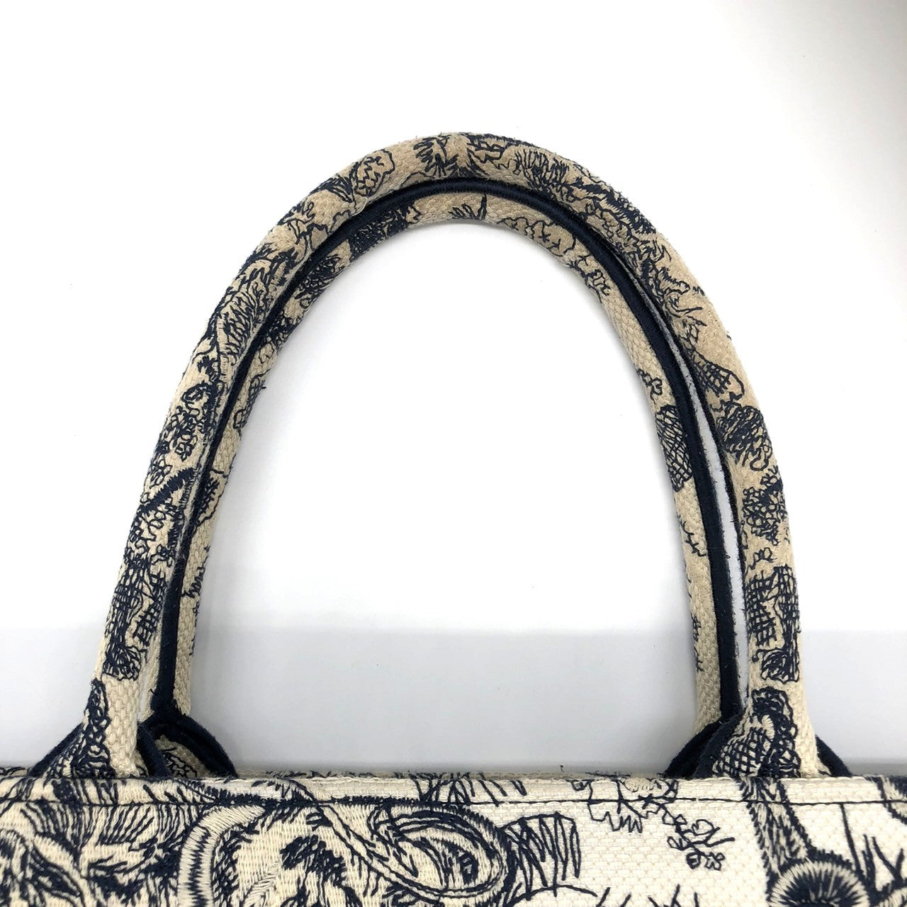 Christian Dior Book Tote Medium Toile de Jouy Sauvage Tote Bag in Navy Blue Tiger Canvas
