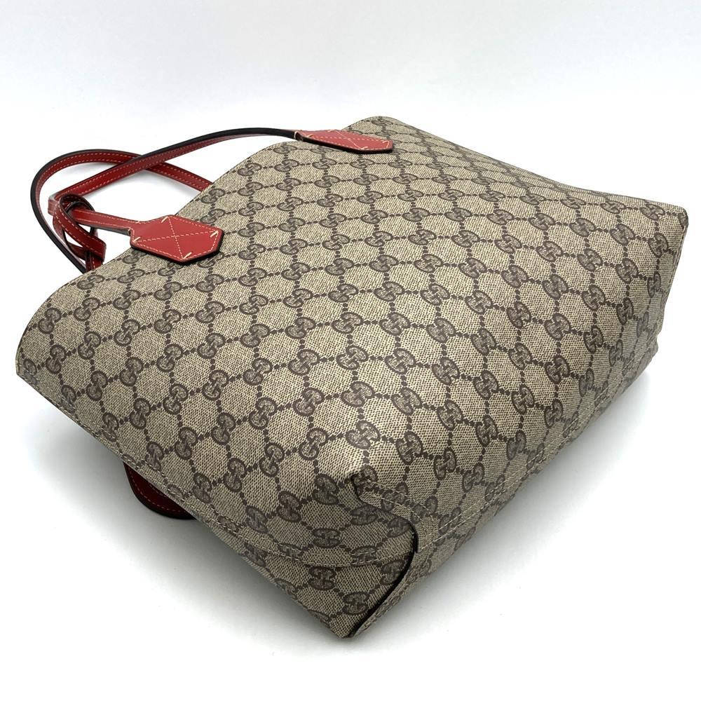Gucci 372613 Reversible Tote Bag in Red, Brown, PVC and Leather