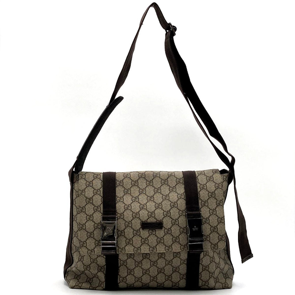 Gucci 122373 GG Supreme Messenger Shoulder Bag, Brown