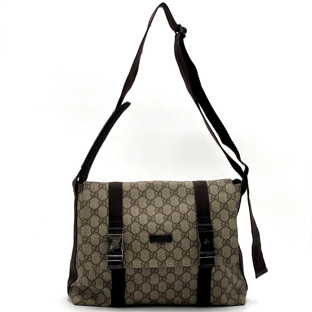 Gucci 122373 GG Supreme Messenger Shoulder Bag, Brown
