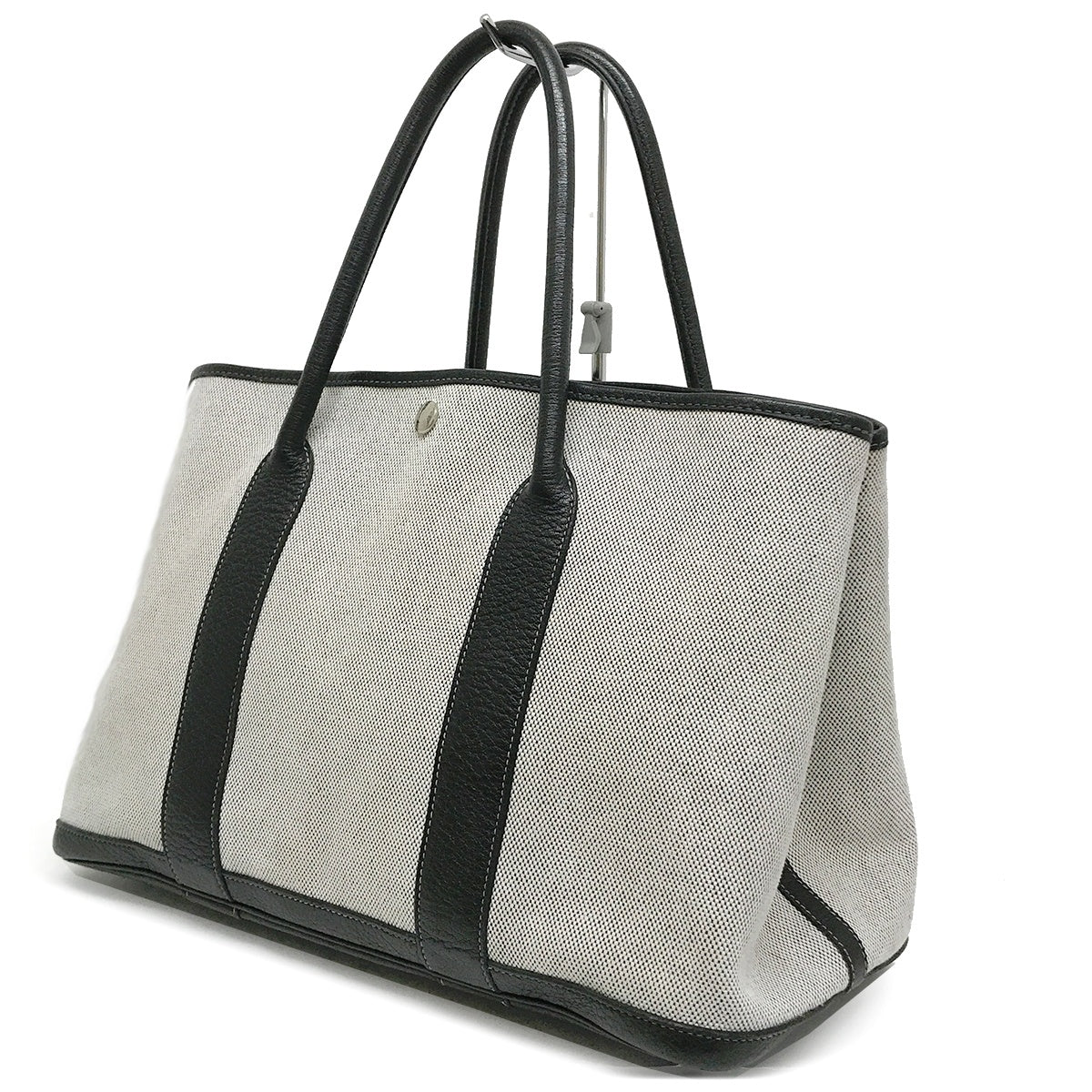 Hermès Garden Party PM Tote Bag Shoulder Bag Toile H Leather Light Gray x Black □C Stamp 1999