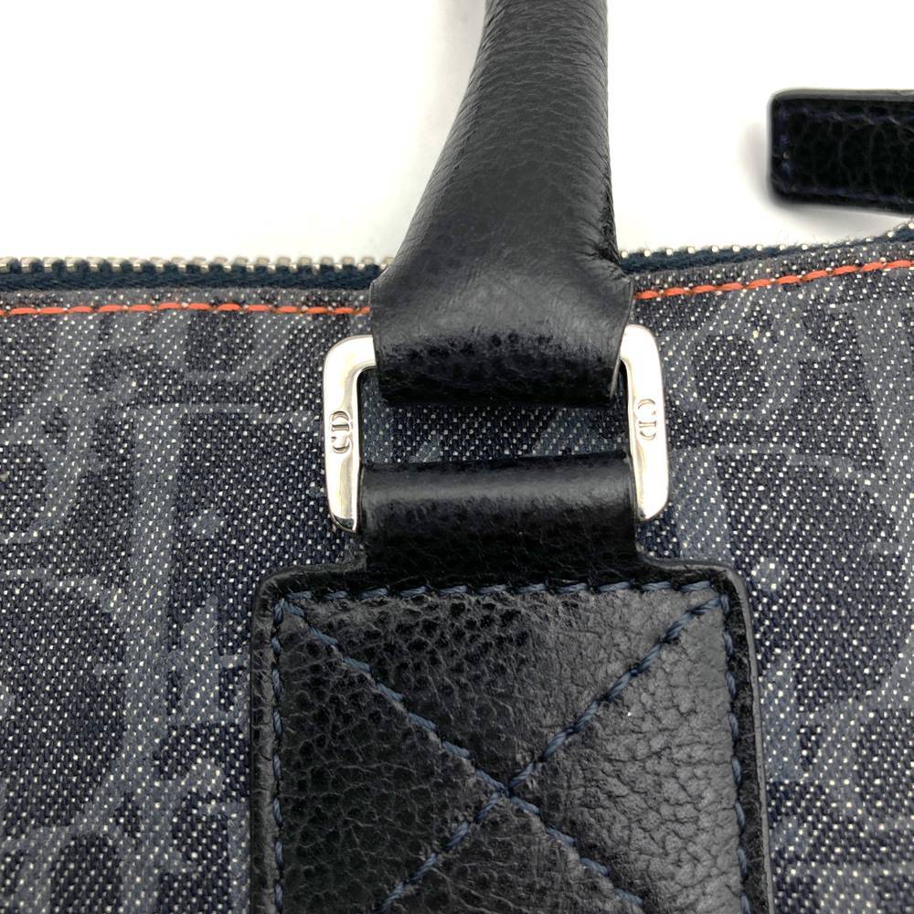 Dior Trotter Flight Line Tote Bag in Navy/Orange Canvas and Leather