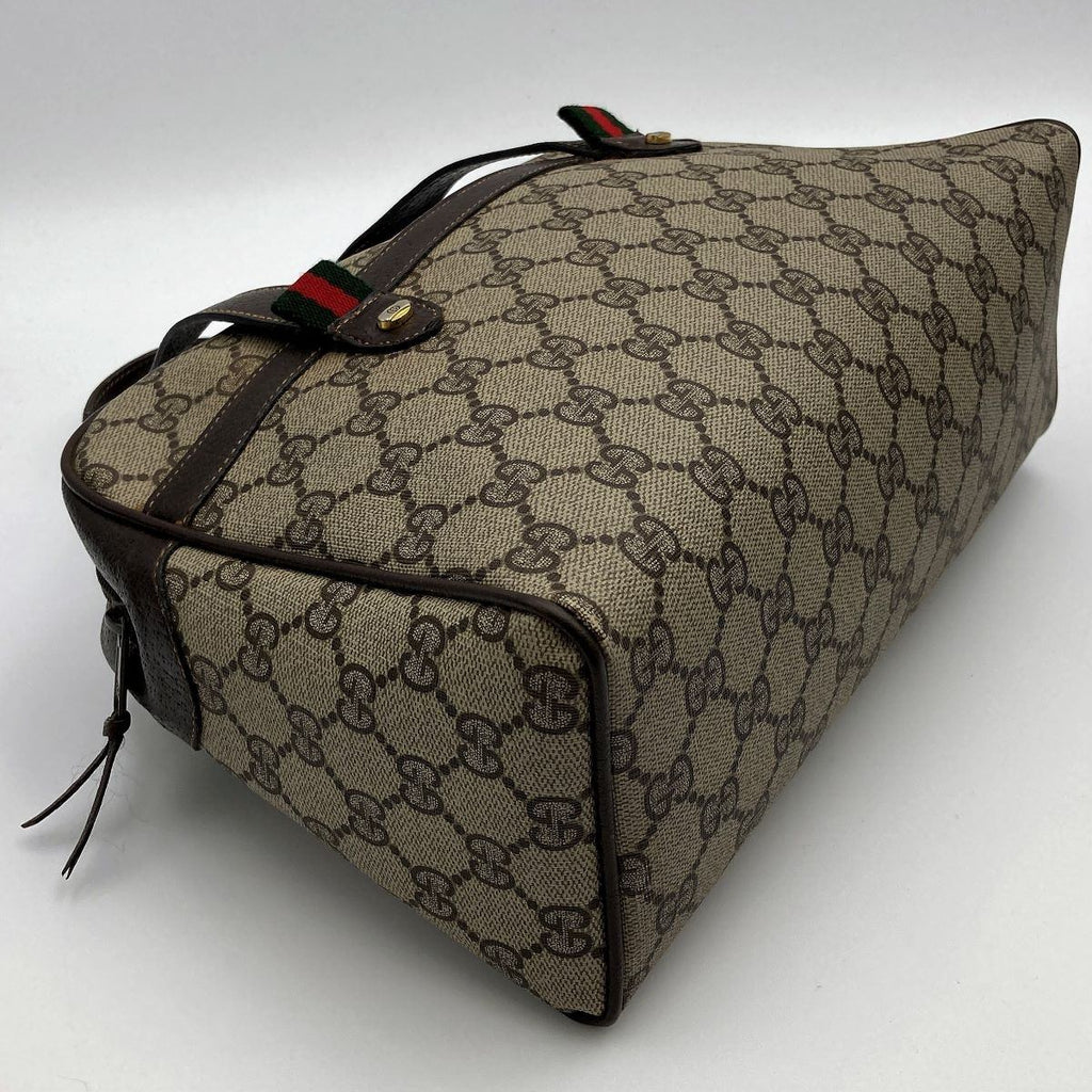 Gucci 39 02 053 GG Supreme Sherry Line Handbag in Brown PVC