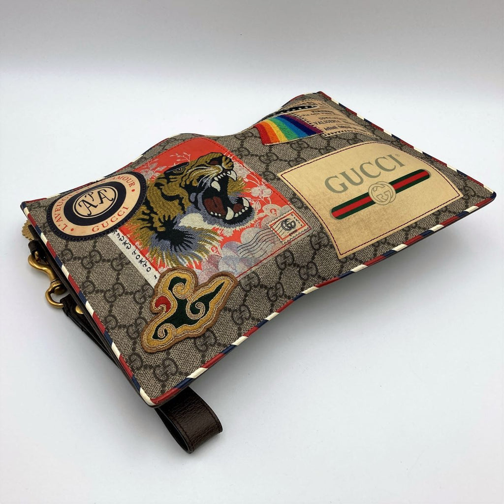 Gucci 473915 Courier Clutch Bag with GG Supreme Multi-Patch PVC in Multicolor