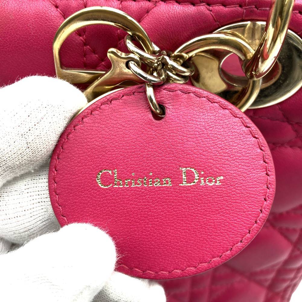 Dior Lady Dior Medium 2-Way Shoulder Bag/Handbag in Pink Leather with Gold Hardware