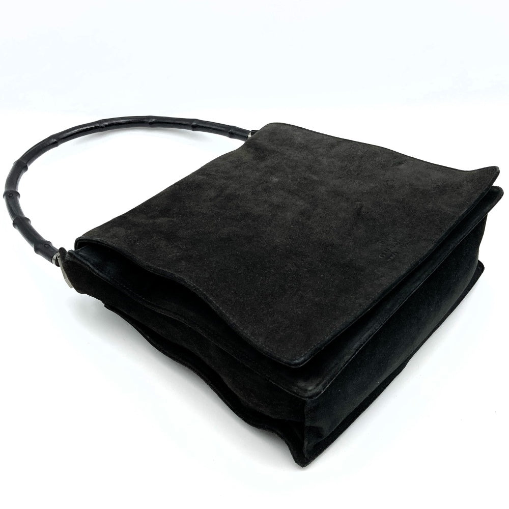 Gucci handbag shoulder bag one shoulder bamboo suede black
