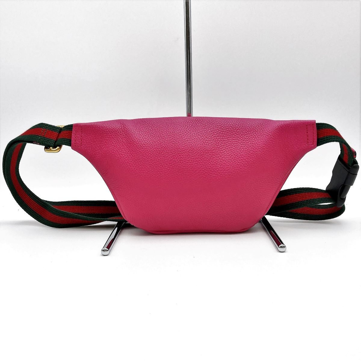 Gucci 527792 Waist Bag, Small Waist Pouch, Logo Print Leather, Pink and Green