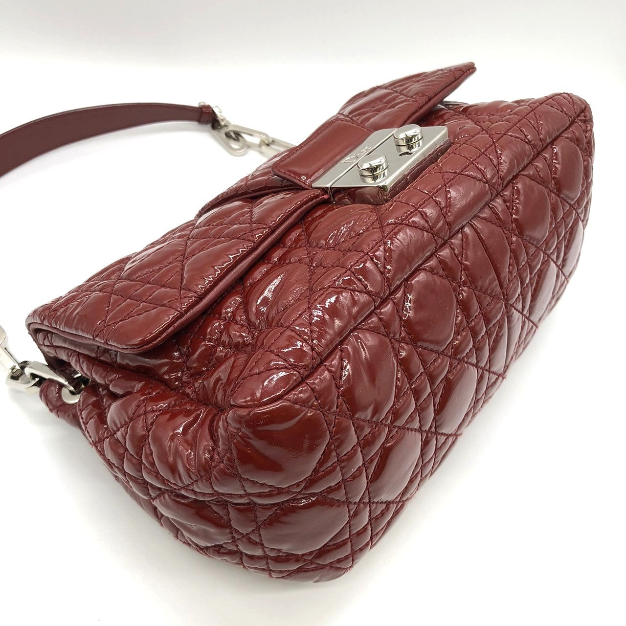 Dior Cannage Chain Shoulder Bag Handbag in Red Enamel/Leather