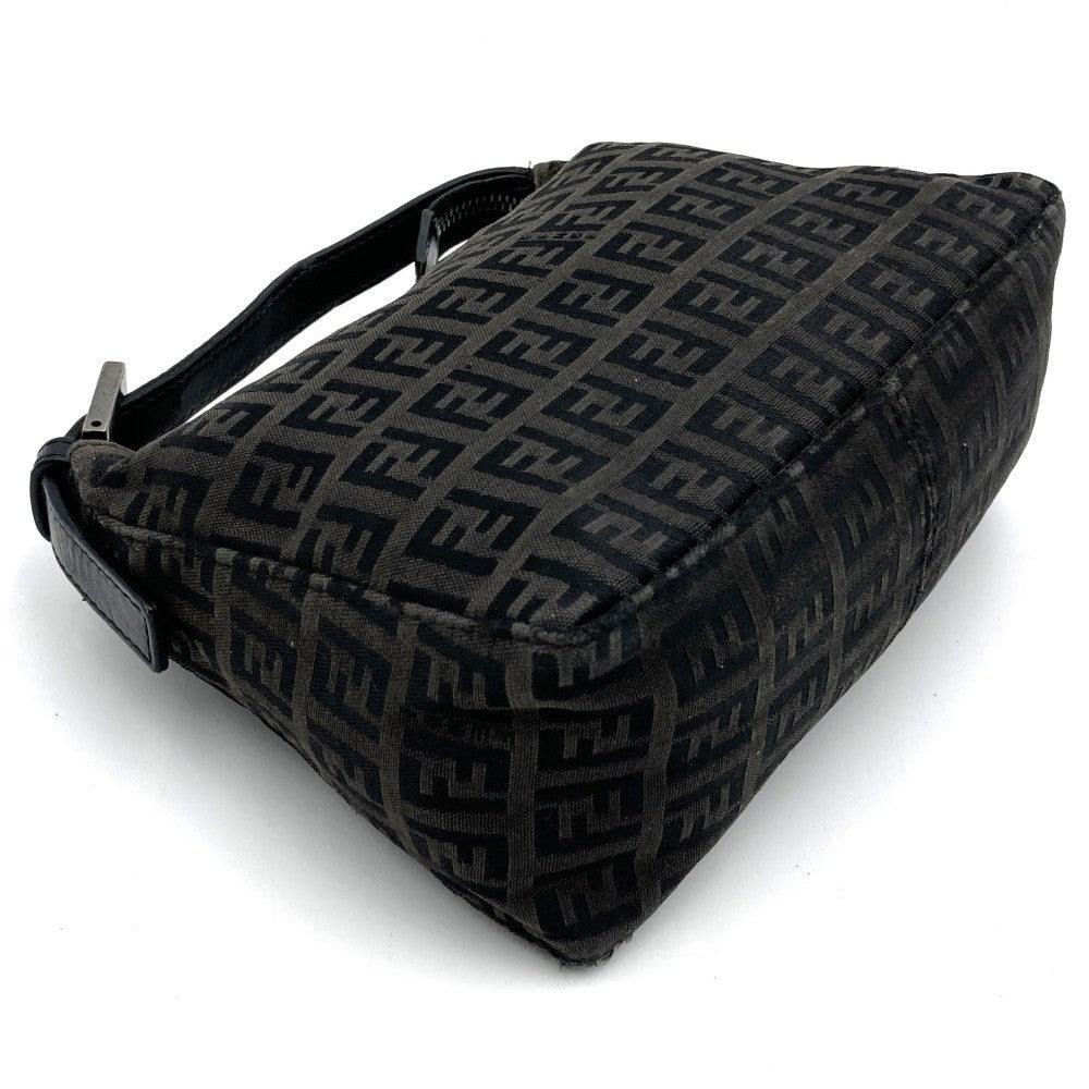 Fendi Zucchino Mini Bag Handbag Canvas Leather Brown Black