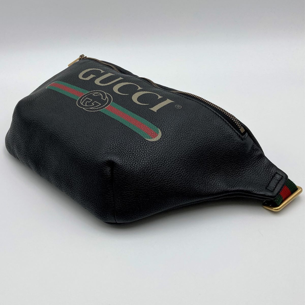 Gucci 493869 Sherry Line Waist Bag/Waist Pouch in Black Leather