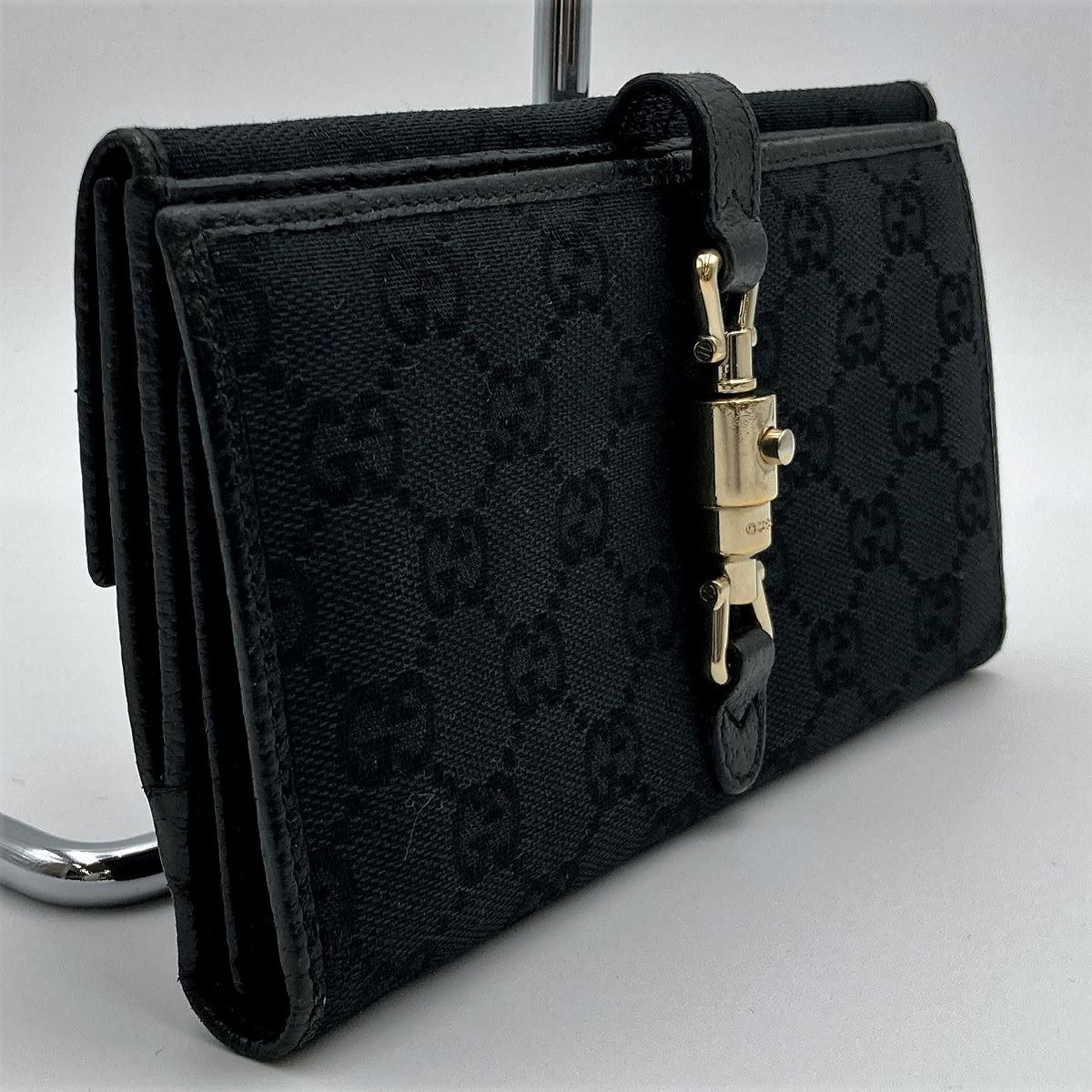 Gucci 141430 New Jackie GG Canvas Long Wallet in Black