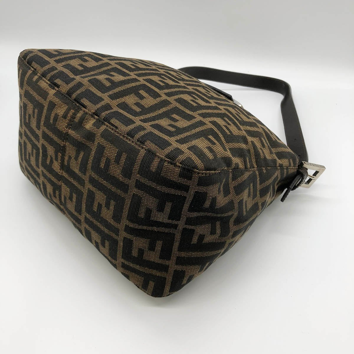 Fendi Mamma Bucket Shoulder Bag in Brown Nylon Canvas with Silver Hardware
