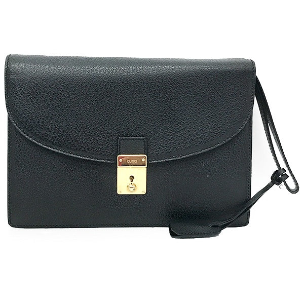 Gucci Second Bag, Business Bag, Clutch Bag, Leather, Black, 018/122